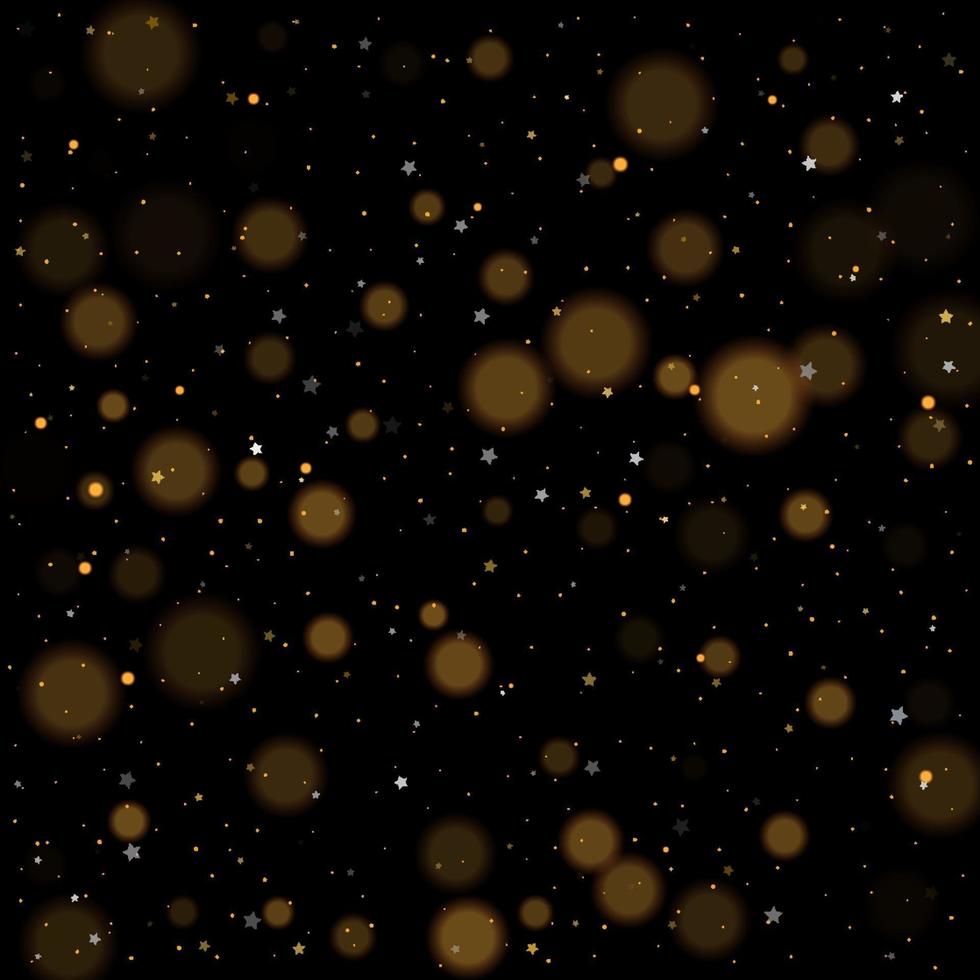 Gold bokeh shiny glittering golden and silver stars vector