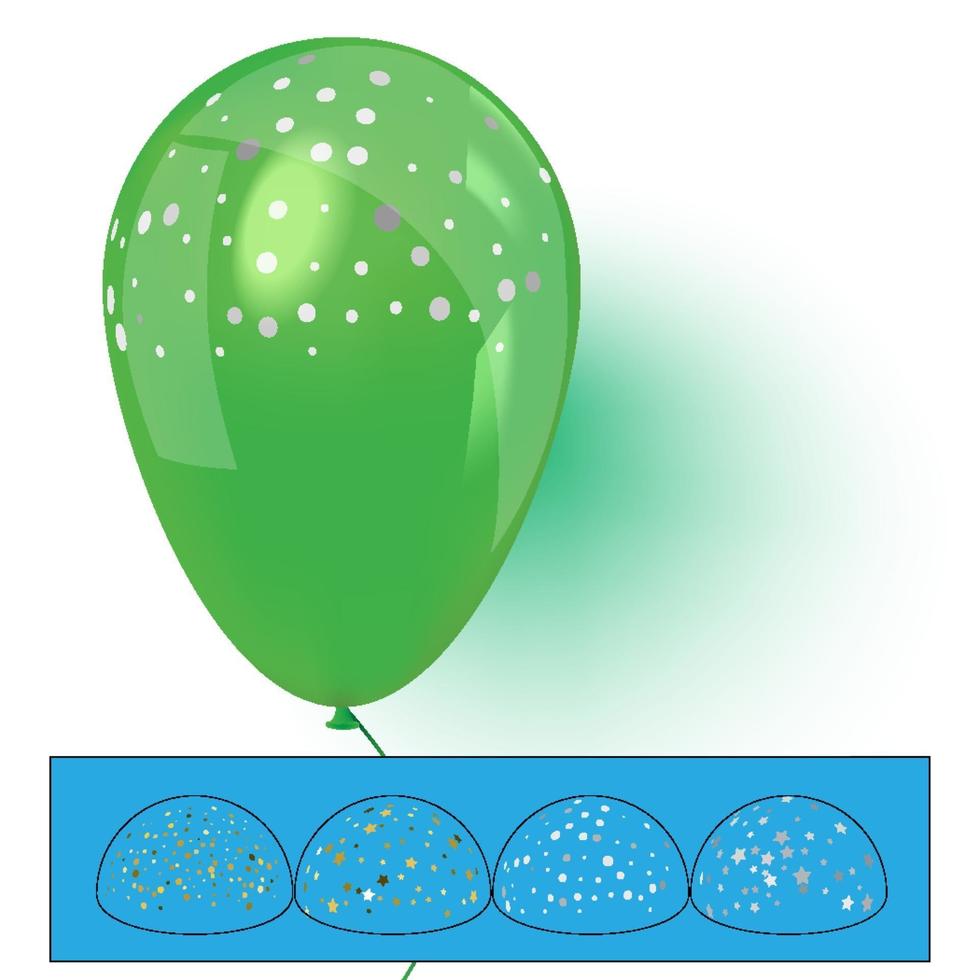 Globo de helio verde con confeti ilustración vectorial vector