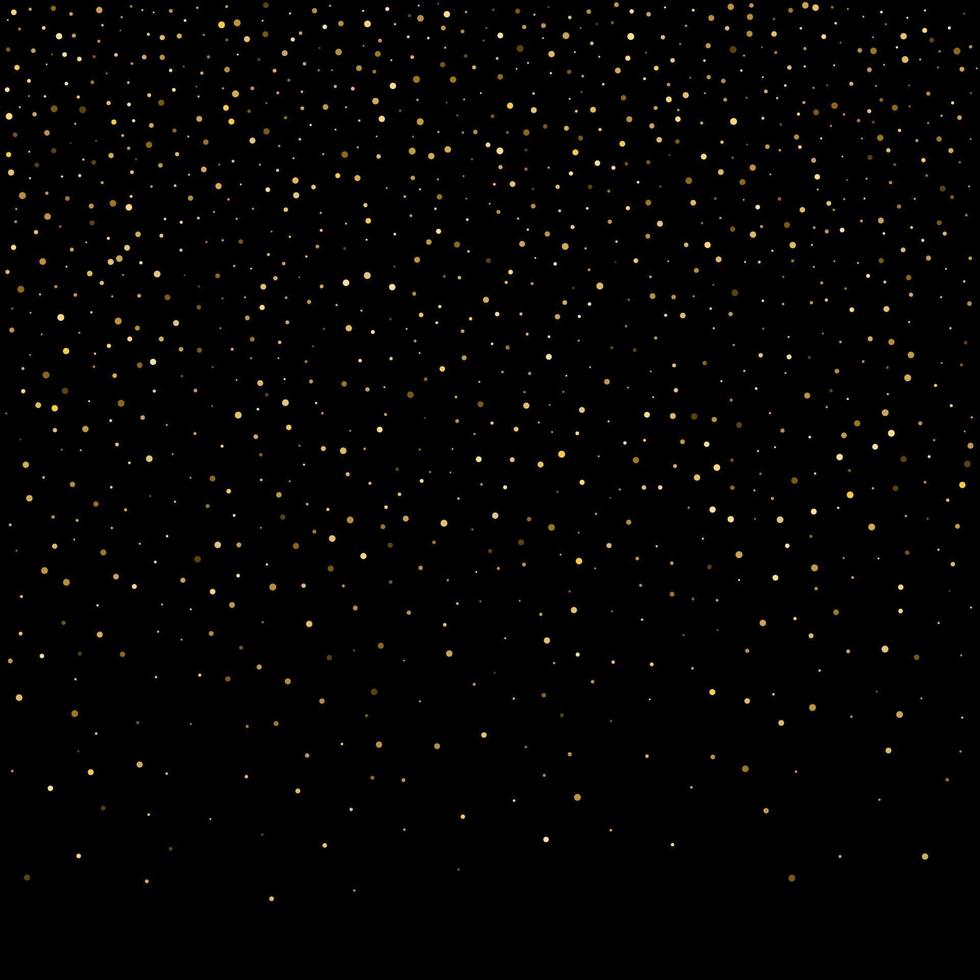 Golden polka dot small confetti on black background vector