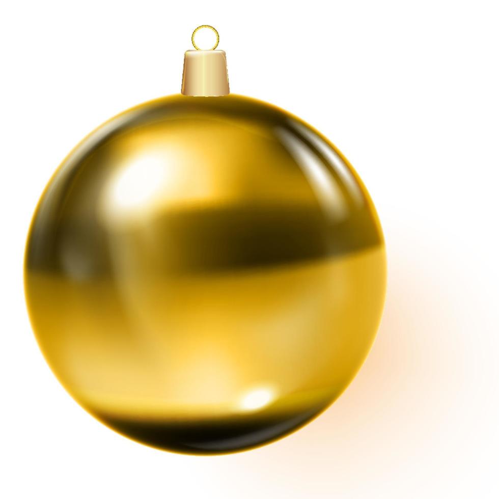 Golden christmas ball Gold Christmas tree toy vector