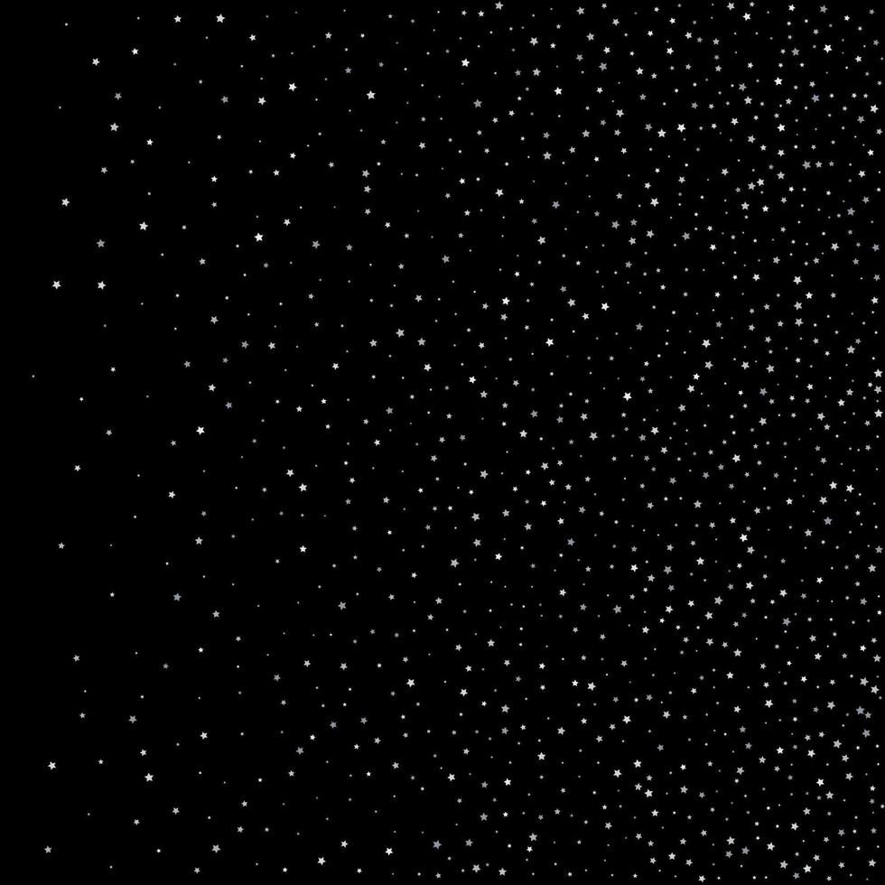 Confeti estrella de plata sobre vector de fondo negro