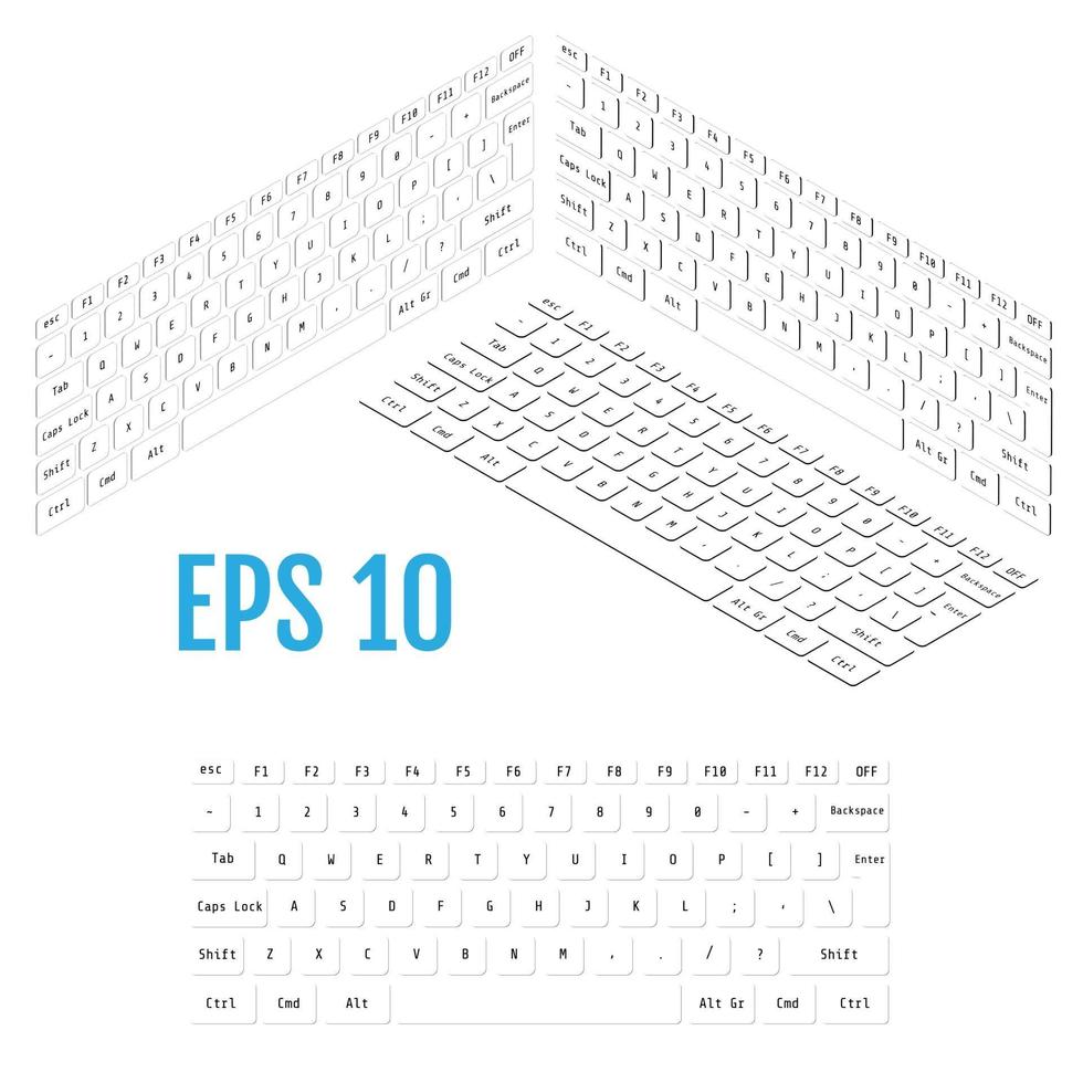 isometría realista de la ilustración de vector de teclado moderno