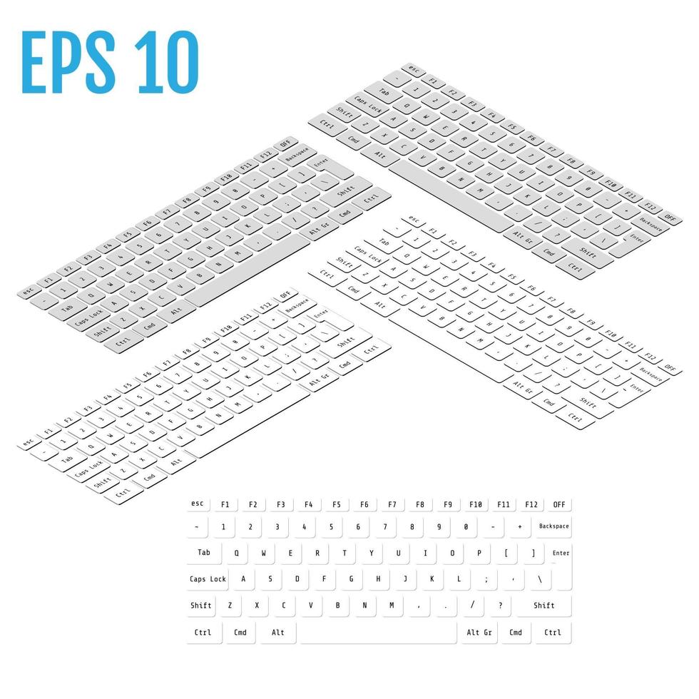 Realistic isometry of modern keyboard Vector illustration