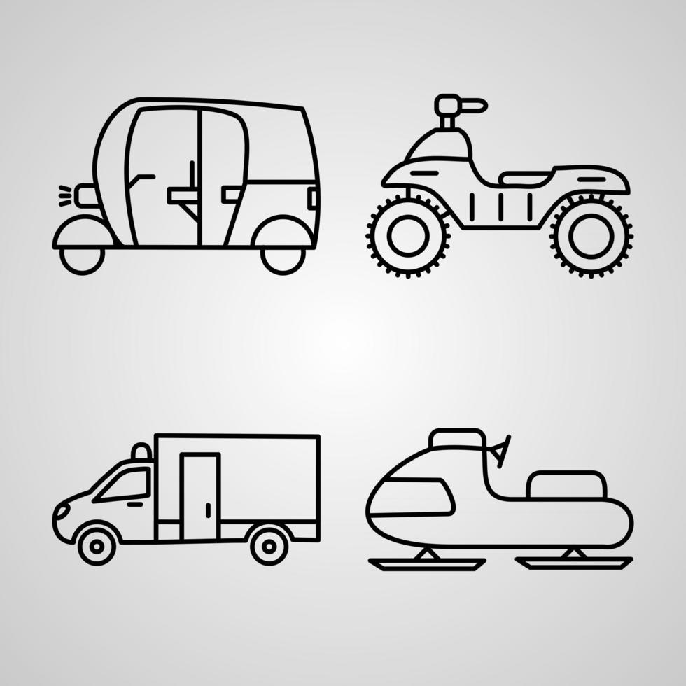Set of Transportation Icons Vector Illustration Isolated on White Background