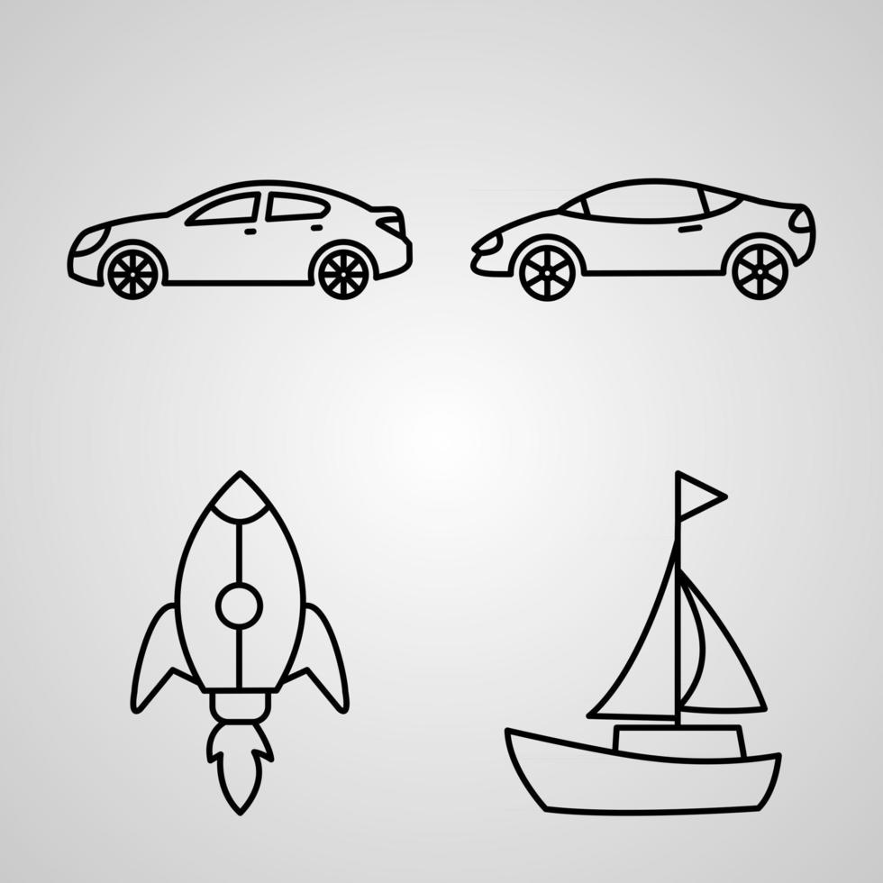 Set of Vector Line Icons of Transportation