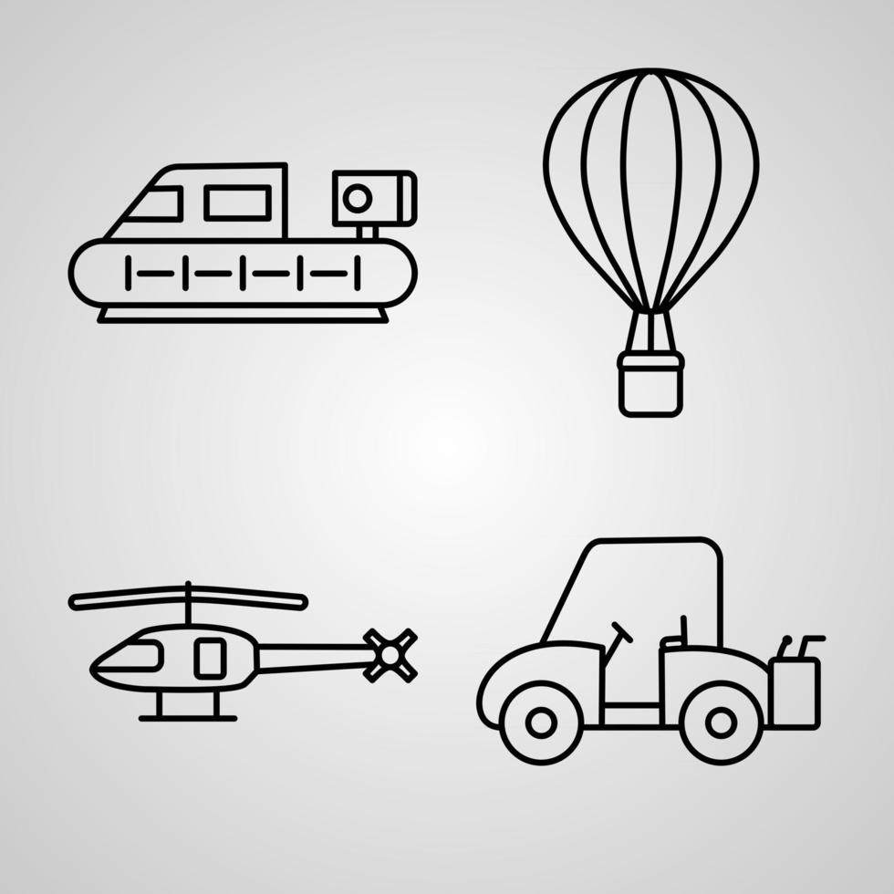 Transportation Symbol Collection On White background Transportation Outline Icons vector