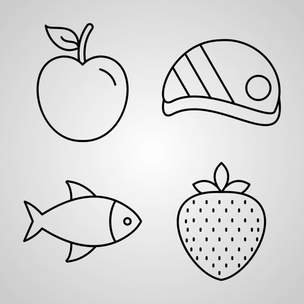 Food Symbol Collection On White background Food Outline Icons vector