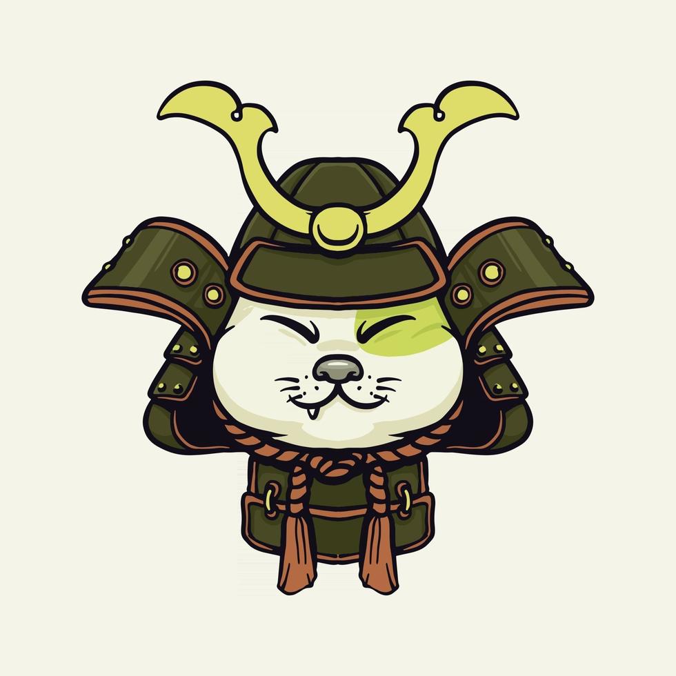 Samurai cute funny cat vector