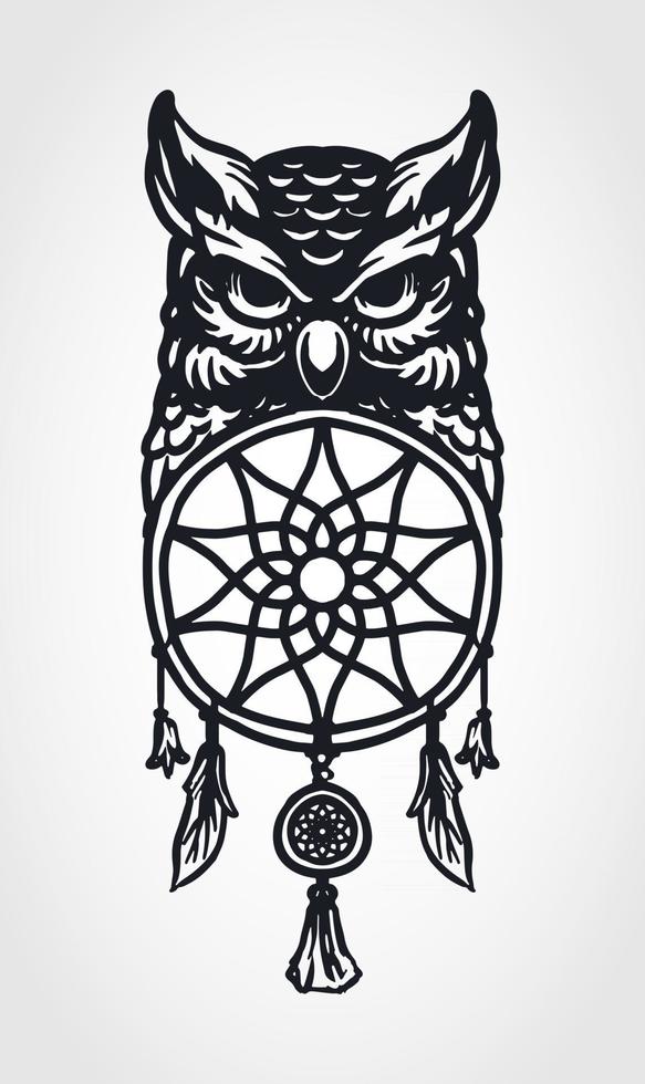 Owl and dream catcher vector