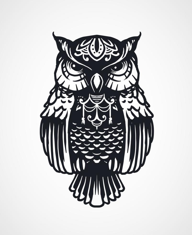 Mandala owl handdrawn vector