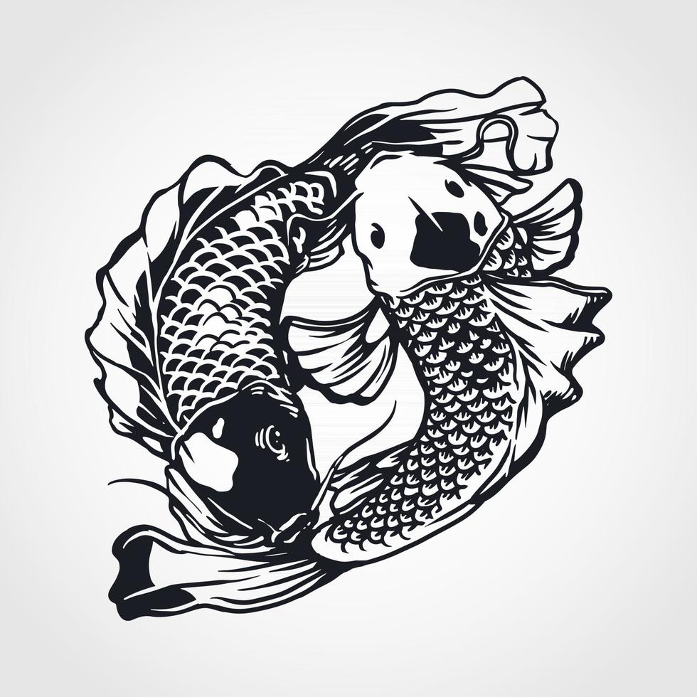 Yin yang koi fish vector