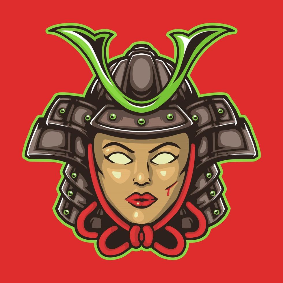 Woman samurai hand drawn illustration vector