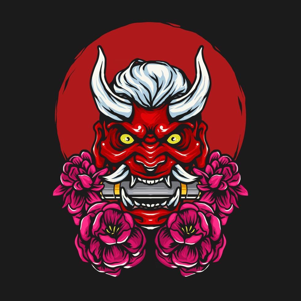 Handdrawn japanese demon vector