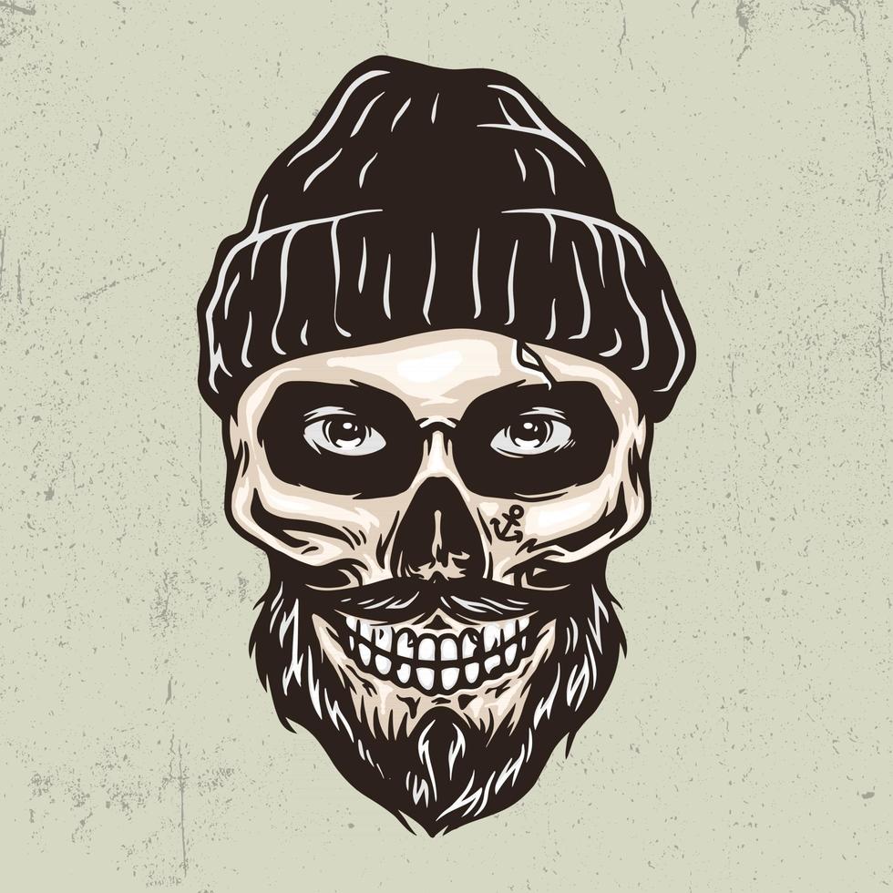 Sailor skull hand drawn illustration vector