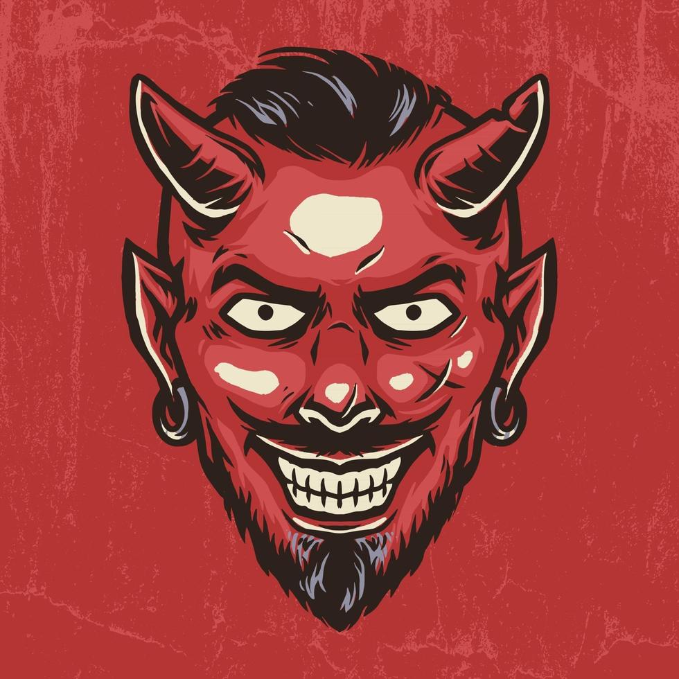 ilustración de dibujado a mano de sonrisa de diablo vector