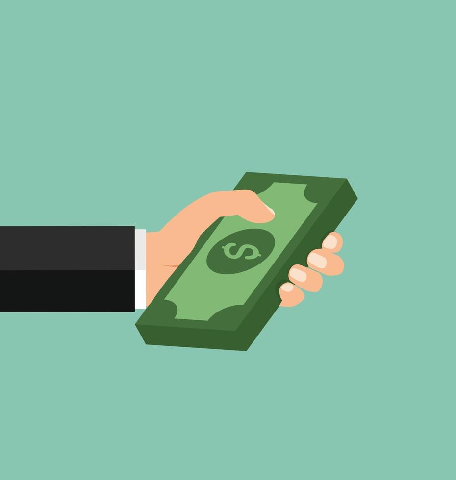 Hand holding money vector concept