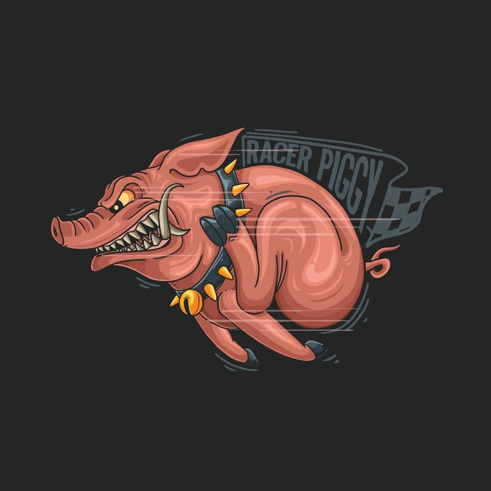 faster piggy street racer illustration vector