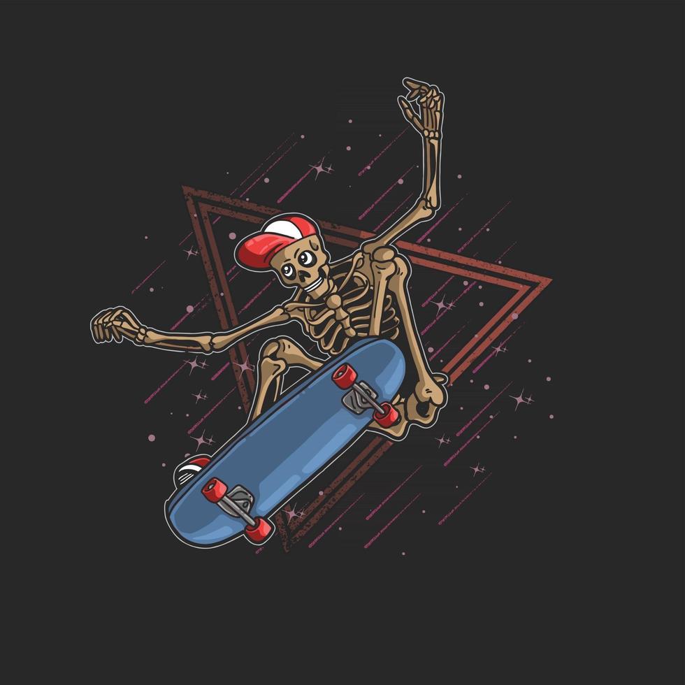 pro skater skeleton jumping freestyle illustration vector