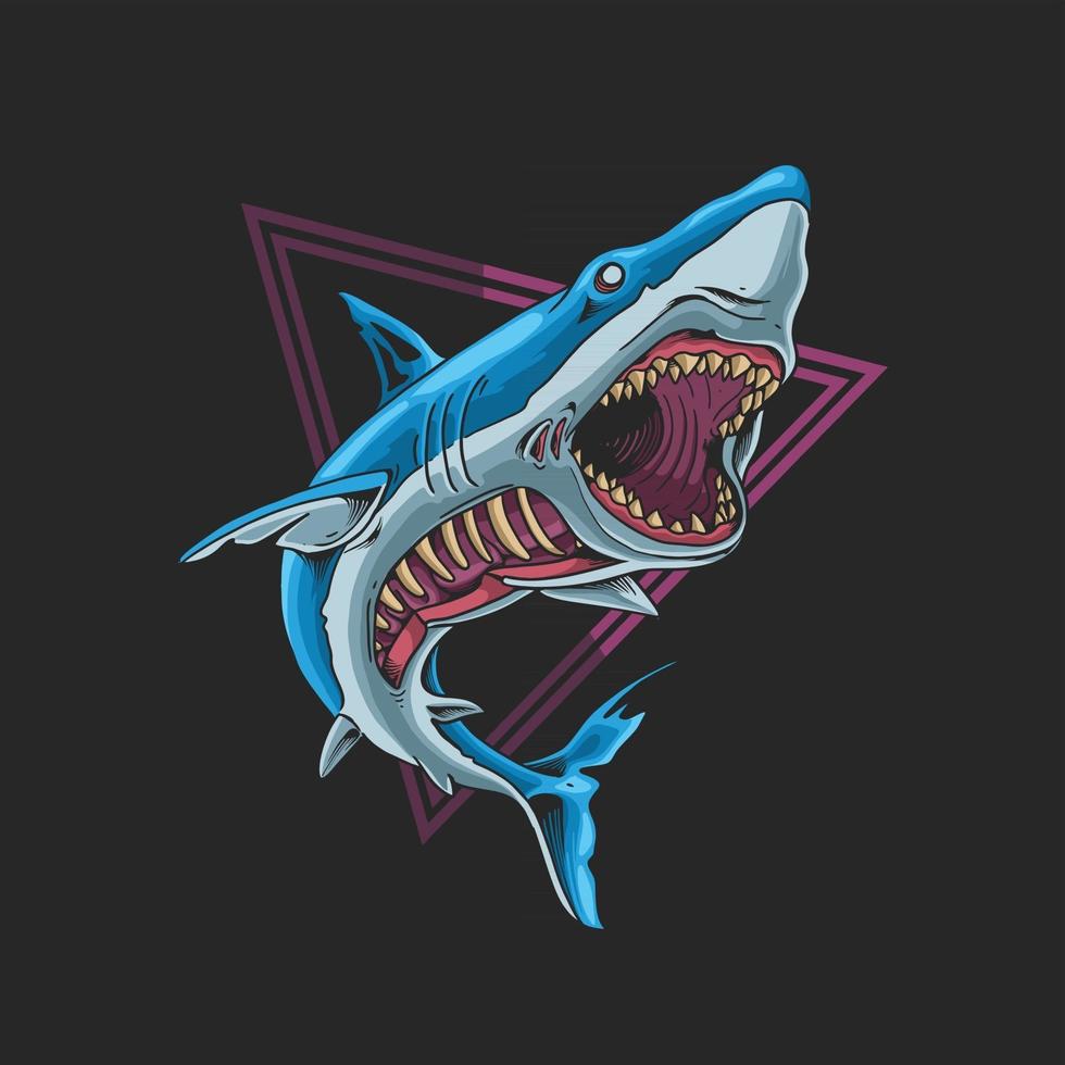 ilustración de bestia de tiburón zombie salvaje vector