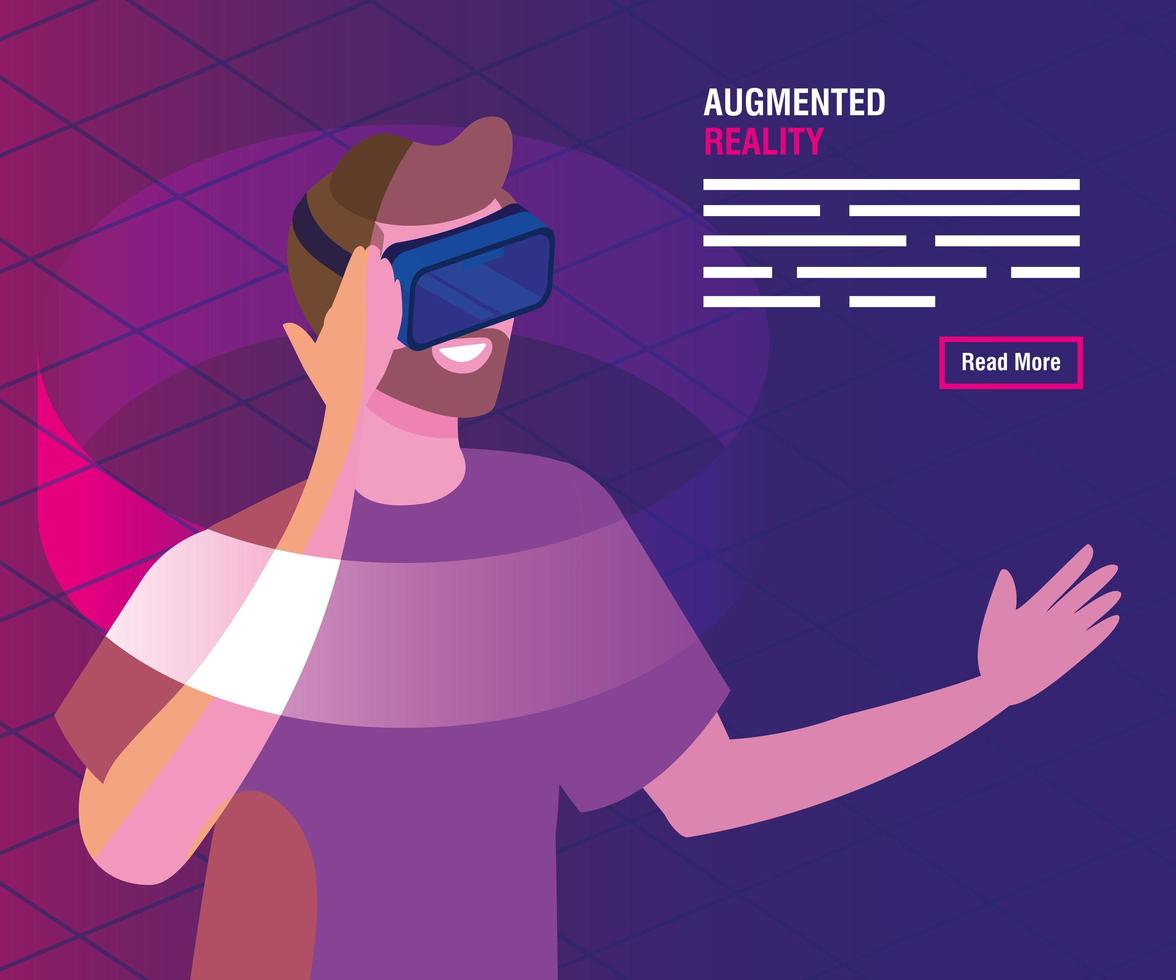 man with glasses of reality augmented technology vector