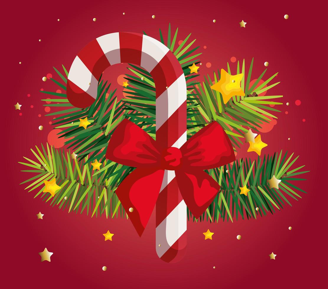 christmas poster with cane and decoration vector