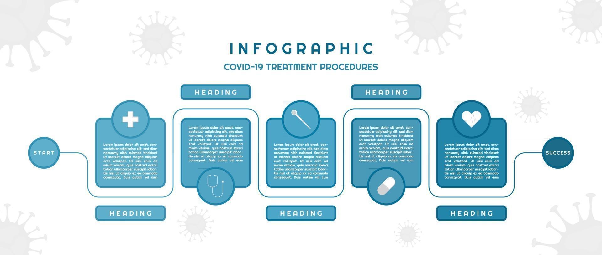 infografía para coronavirus médico19 paso hacia un diseño de forma cuadrada geométrica saludable vector