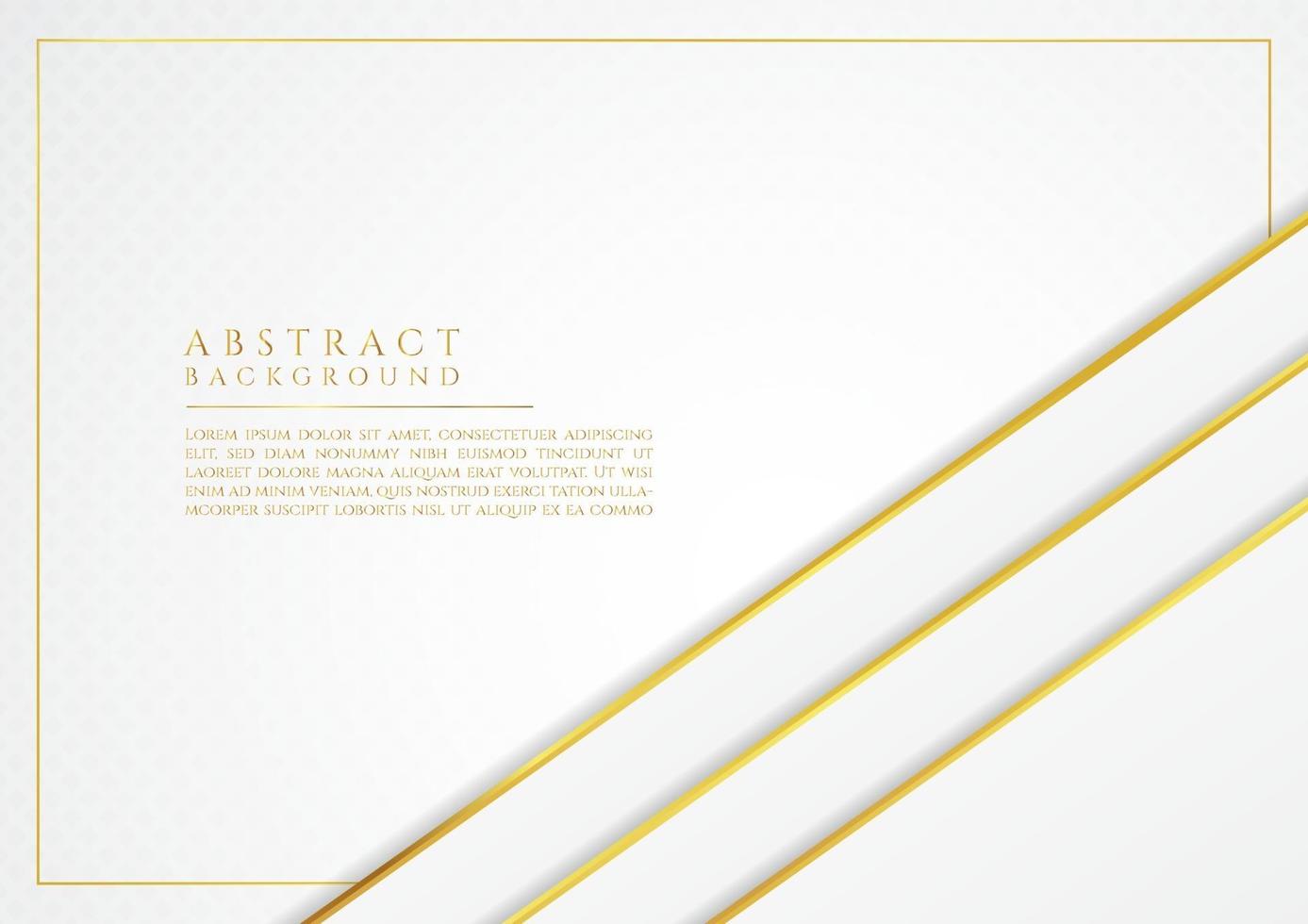 White overlap layer design pattern background gold metallic frame with space vector