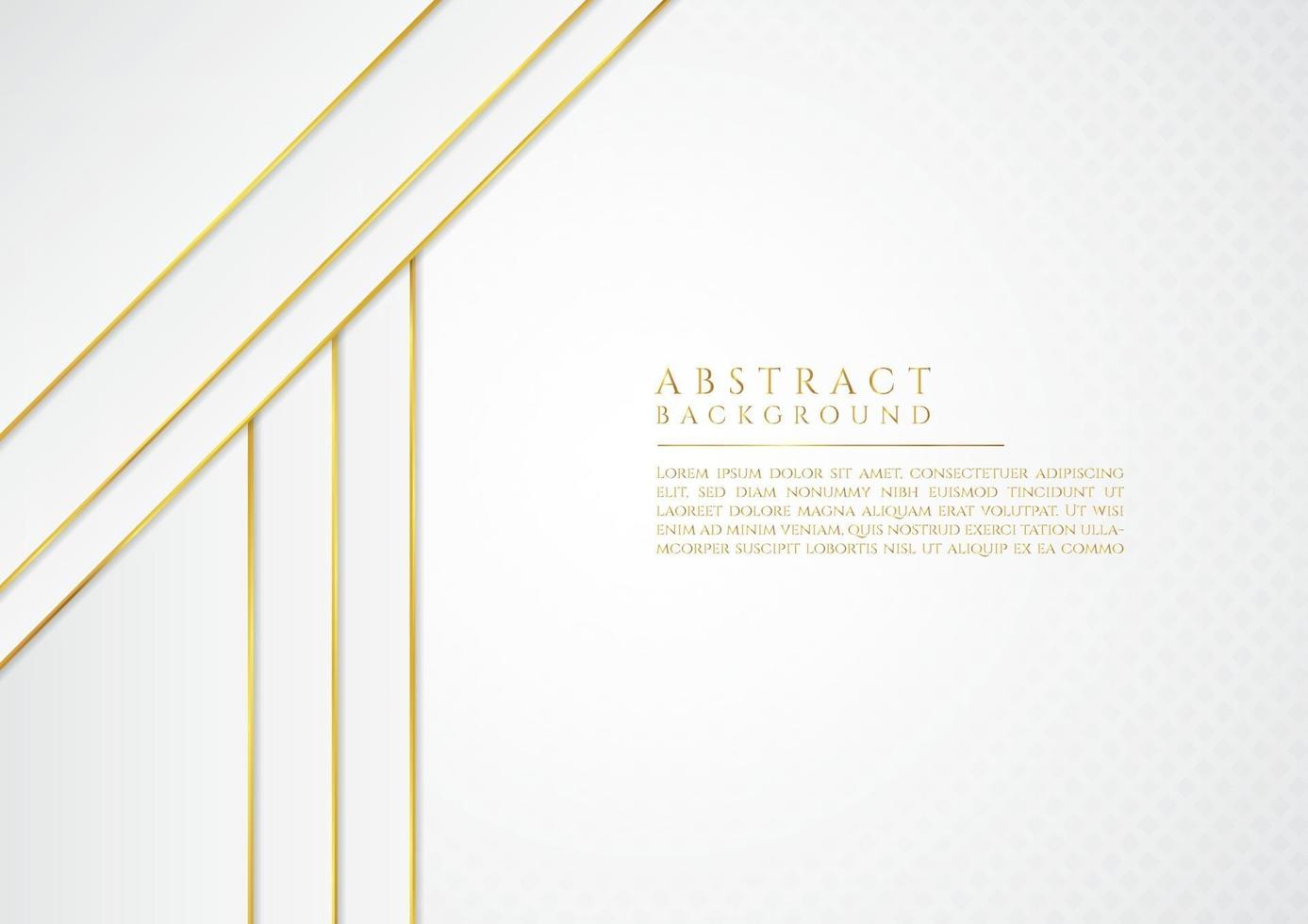 Luxury frame triangle and square shape white and gold color background vector