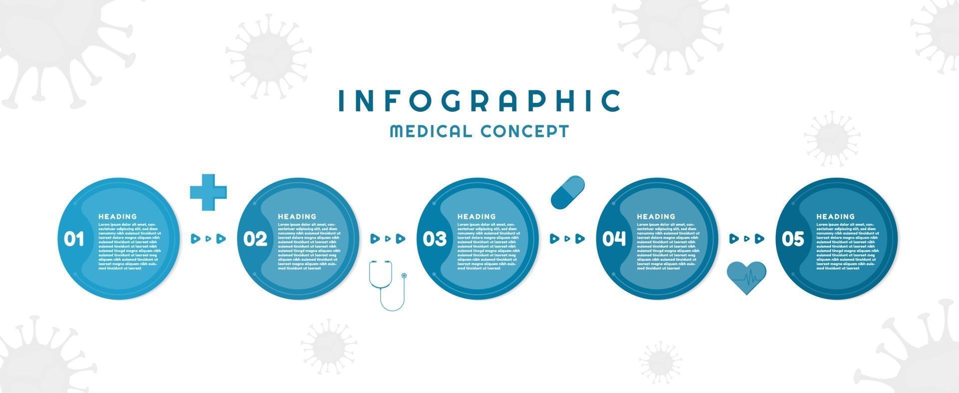 infografía diseño moderno en forma de círculo covid19 paso hacia un concepto médico saludable vector