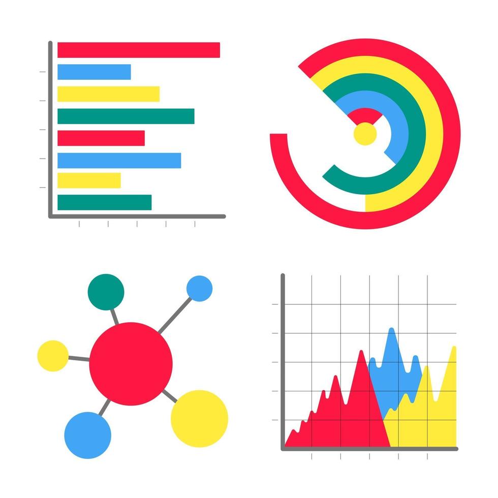 Diseño de estilo plano moderno infografías iconos conjunto de signos ilustración vectorial aislado sobre fondo blanco vector