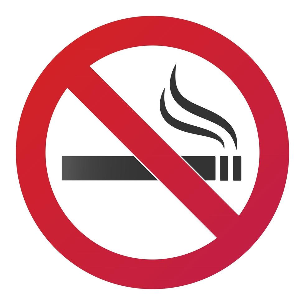No smoking  sign with smoke Forbidden sign icon isolated on white background vector illustration gradient version