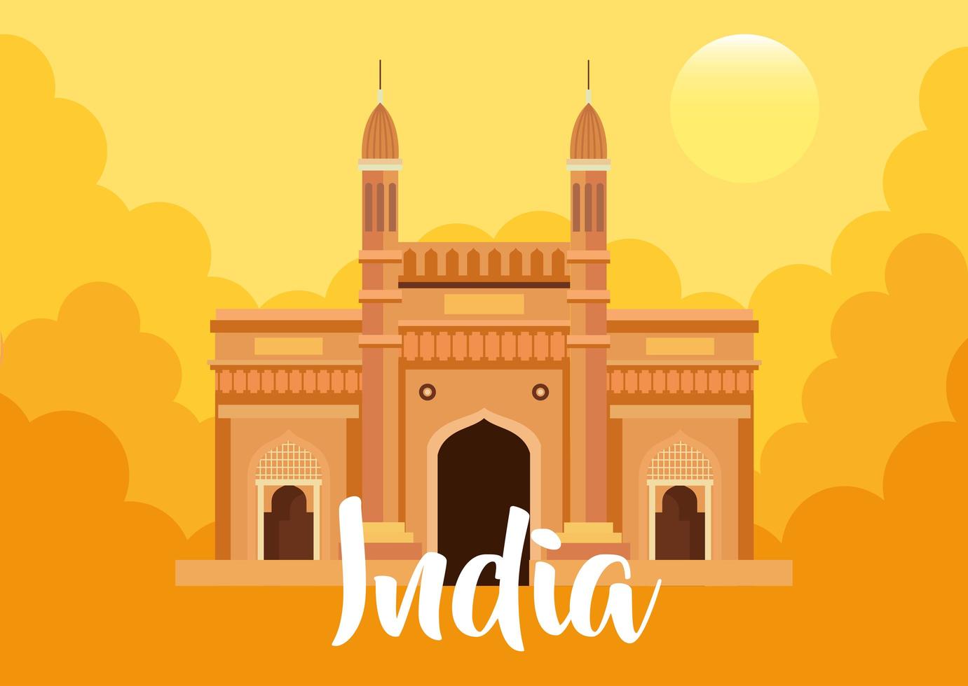 famous monument of india in background for happy independence day vector