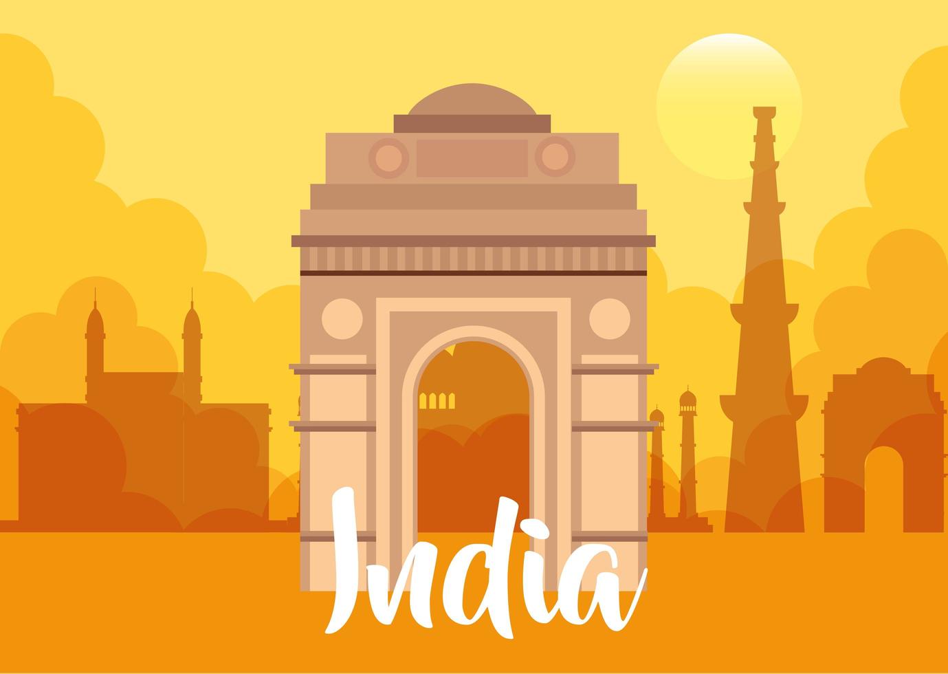 famous monument of india in background for happy independence day vector