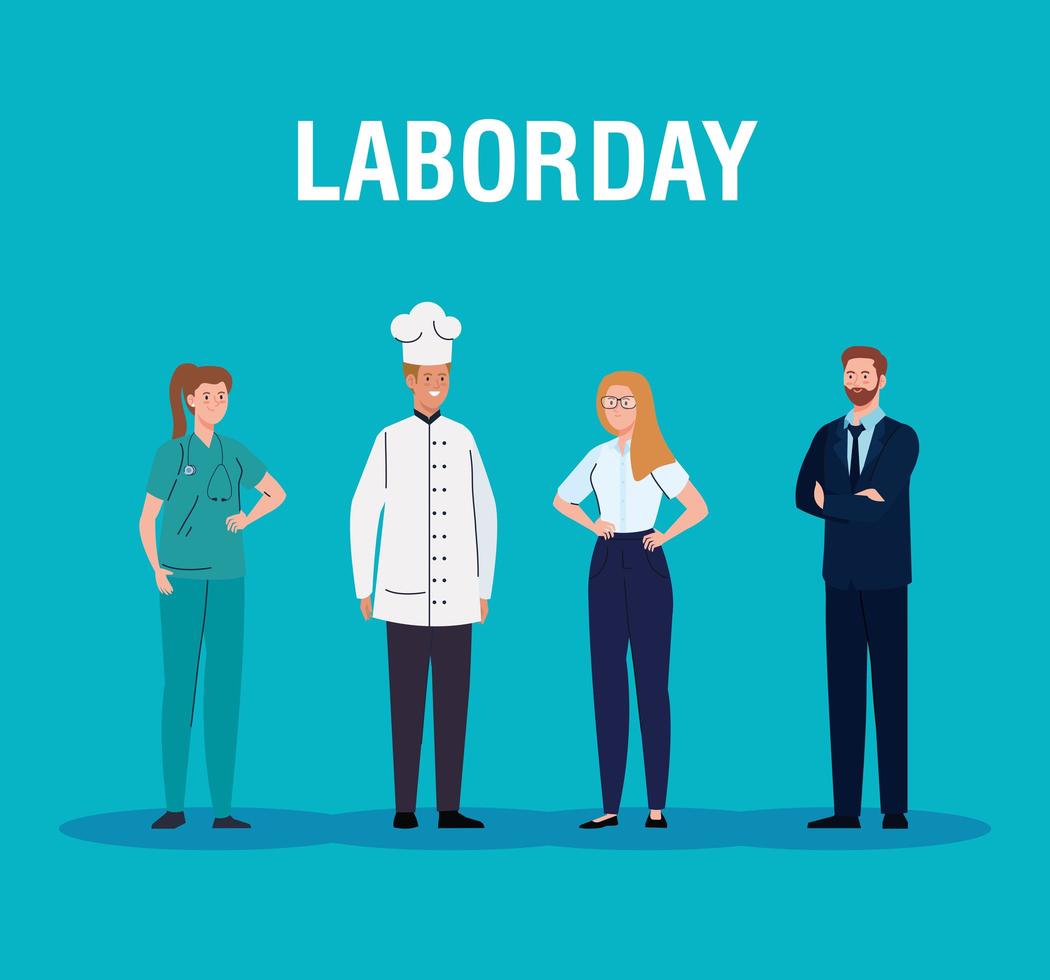 labor day poster with people of different professions vector
