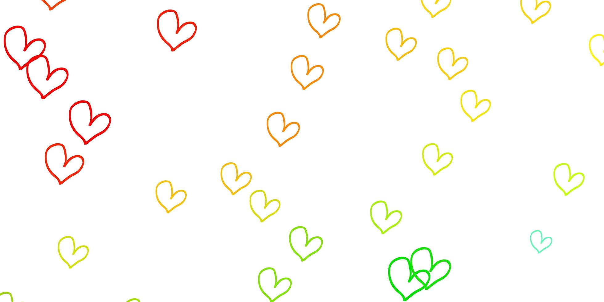 Light Green Red vector background with Shining hearts