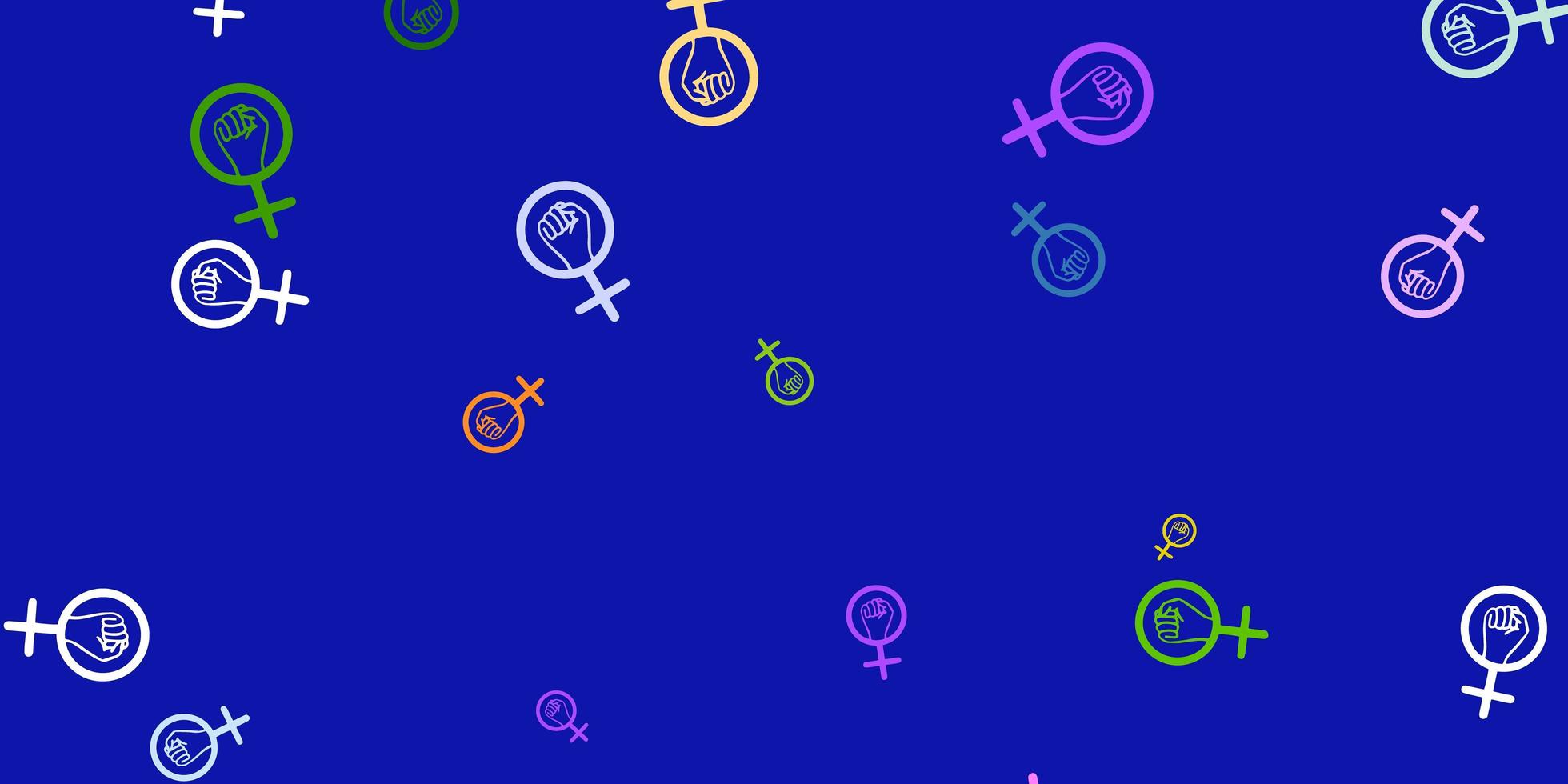 Light Multicolor vector pattern with feminism elements