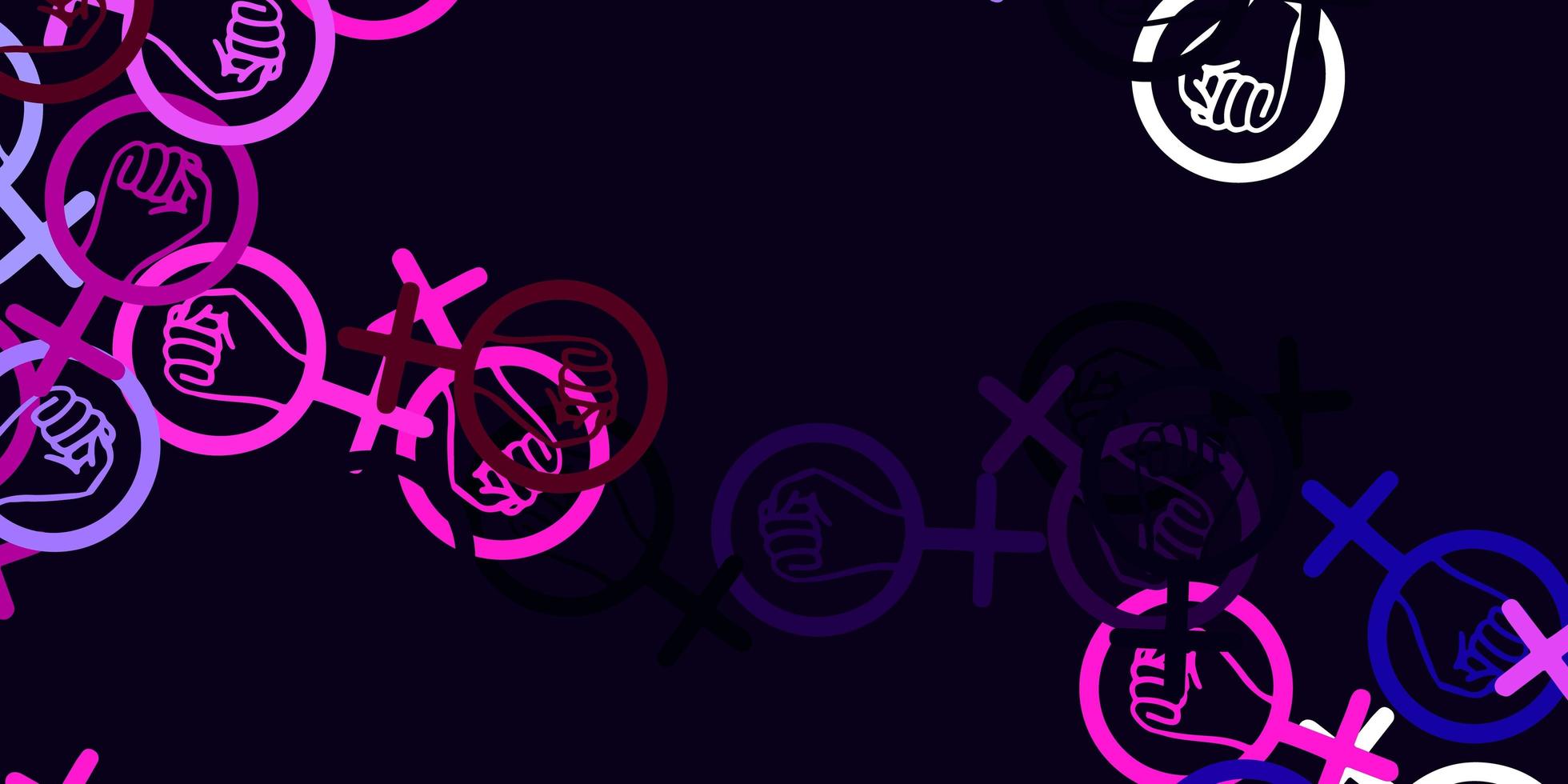 Light Purple Pink vector backdrop with woman power symbols