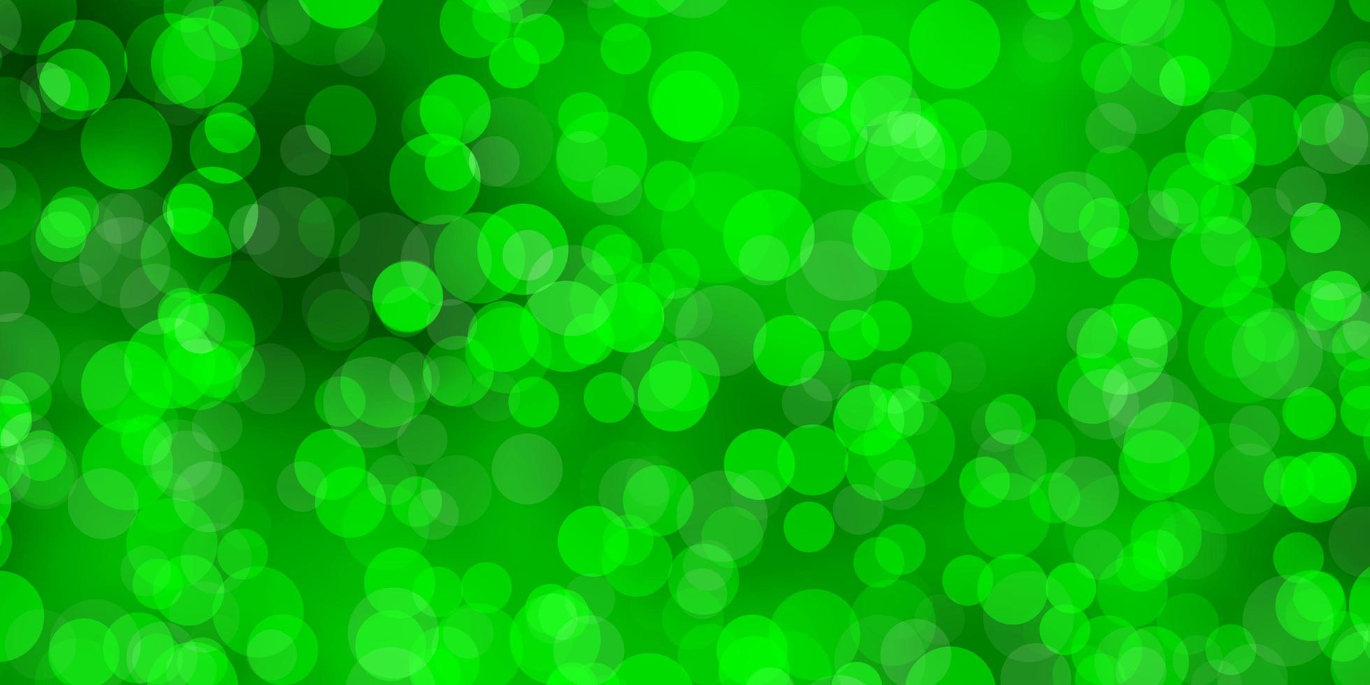 textura de vector verde claro con discos ilustración abstracta moderna con patrón de formas de círculo colorido para anuncios comerciales