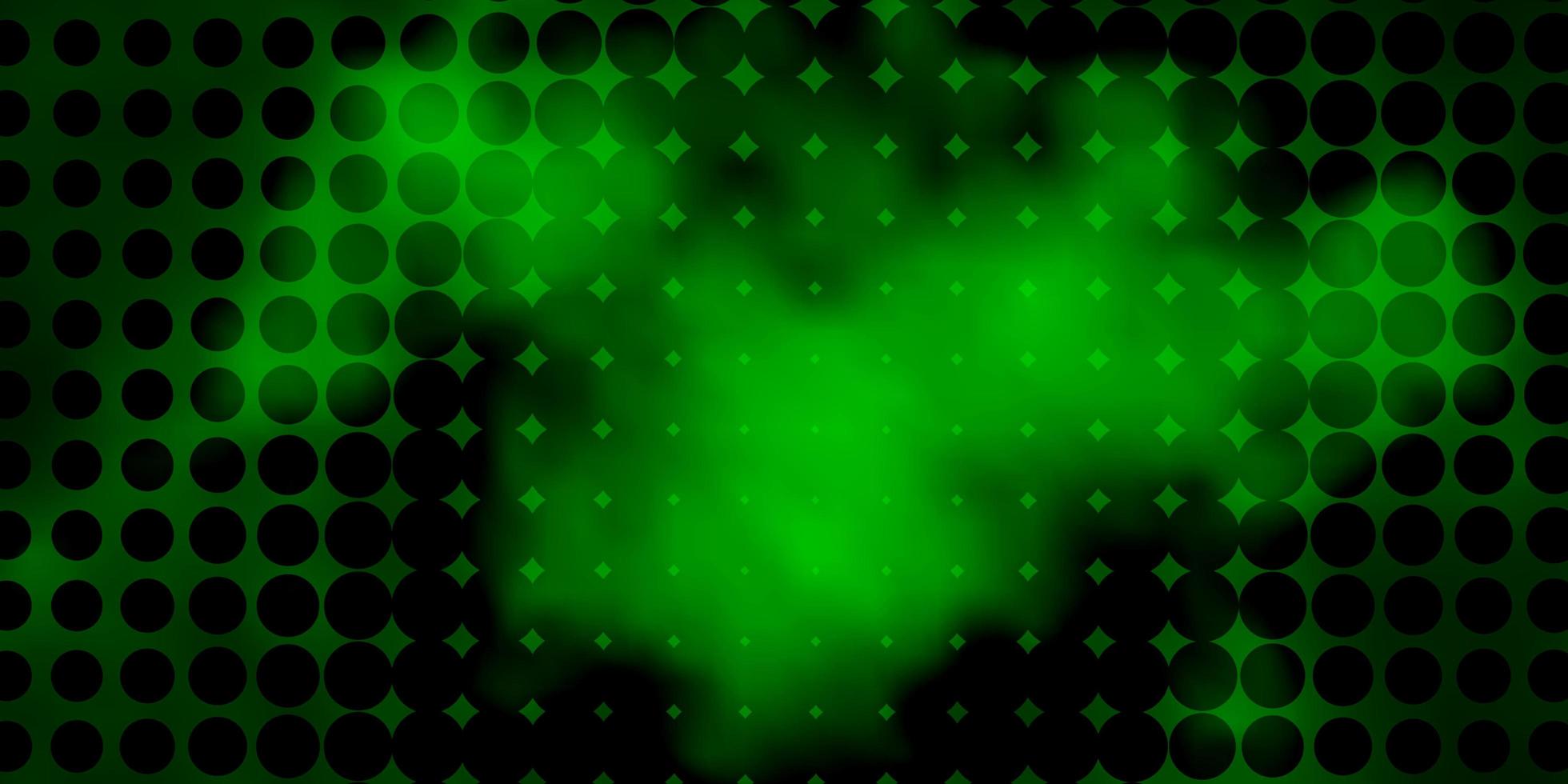 Telón de fondo de vector verde oscuro con puntos brillo ilustración abstracta con diseño de gotas de colores para carteles pancartas