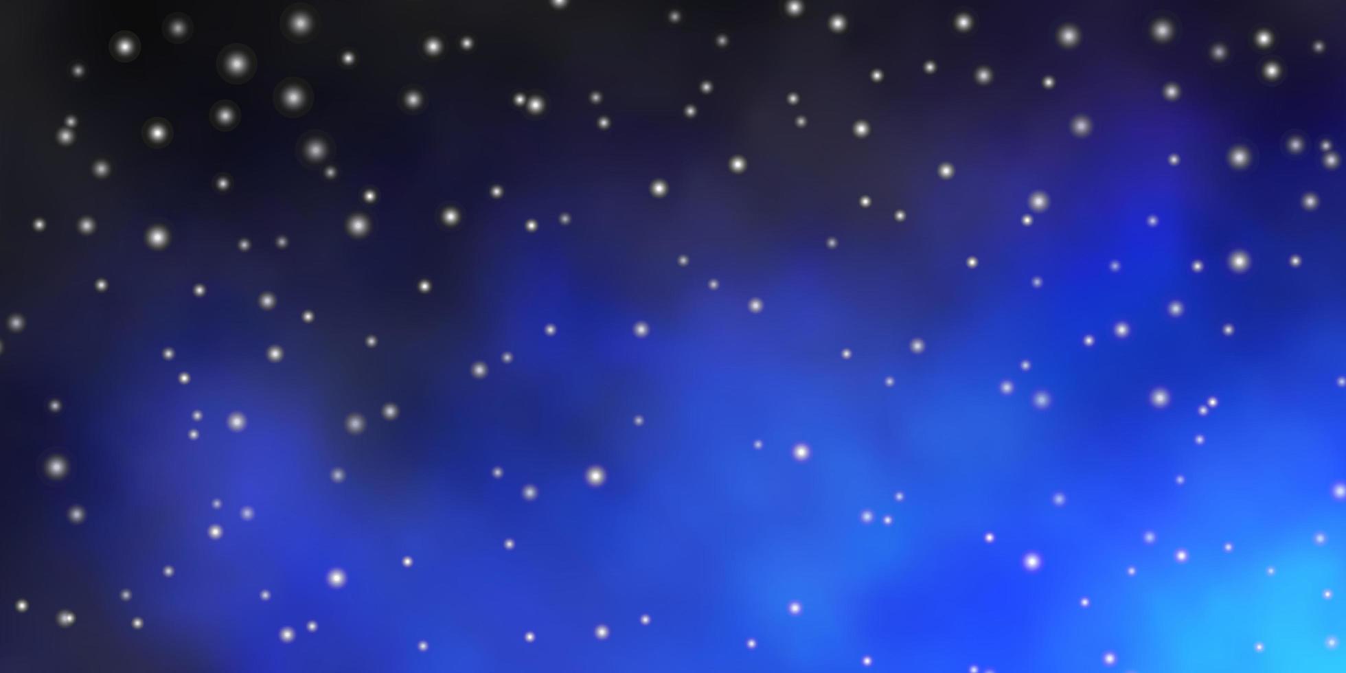 Plantilla de vector azul oscuro con estrellas de neón brillando ilustración colorida con tema de estrellas pequeñas y grandes para teléfonos celulares