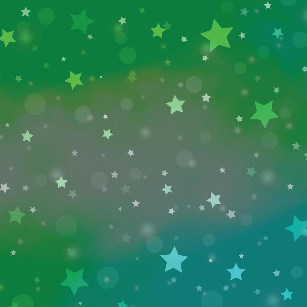 Fondo de vector verde claro con círculos estrellas diseño abstracto en estilo degradado con burbujas diseño de estrellas para fondos de pantalla de tela textil