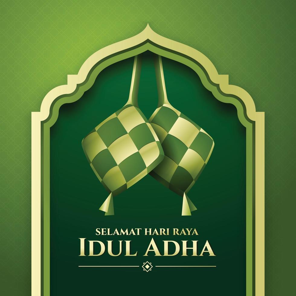 Ketupat Idul Adha in Green Background vector