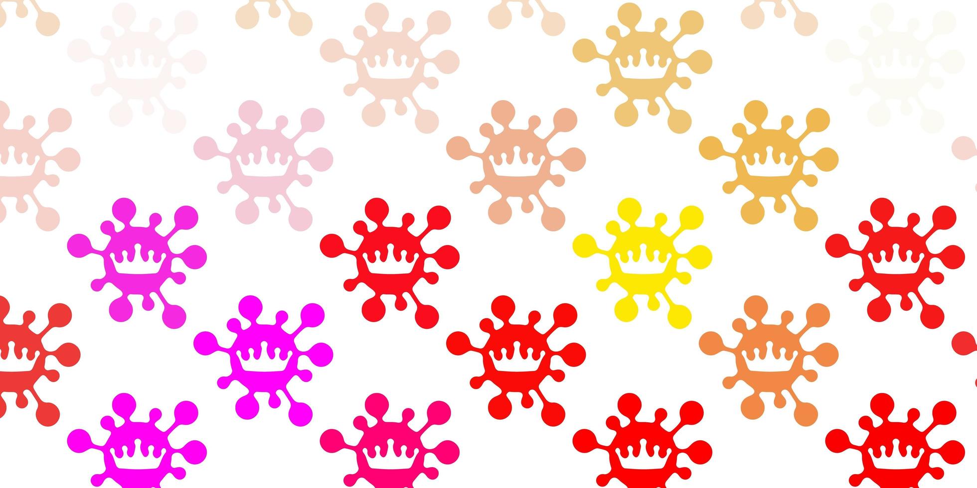 Light pink yellow vector pattern with coronavirus elements