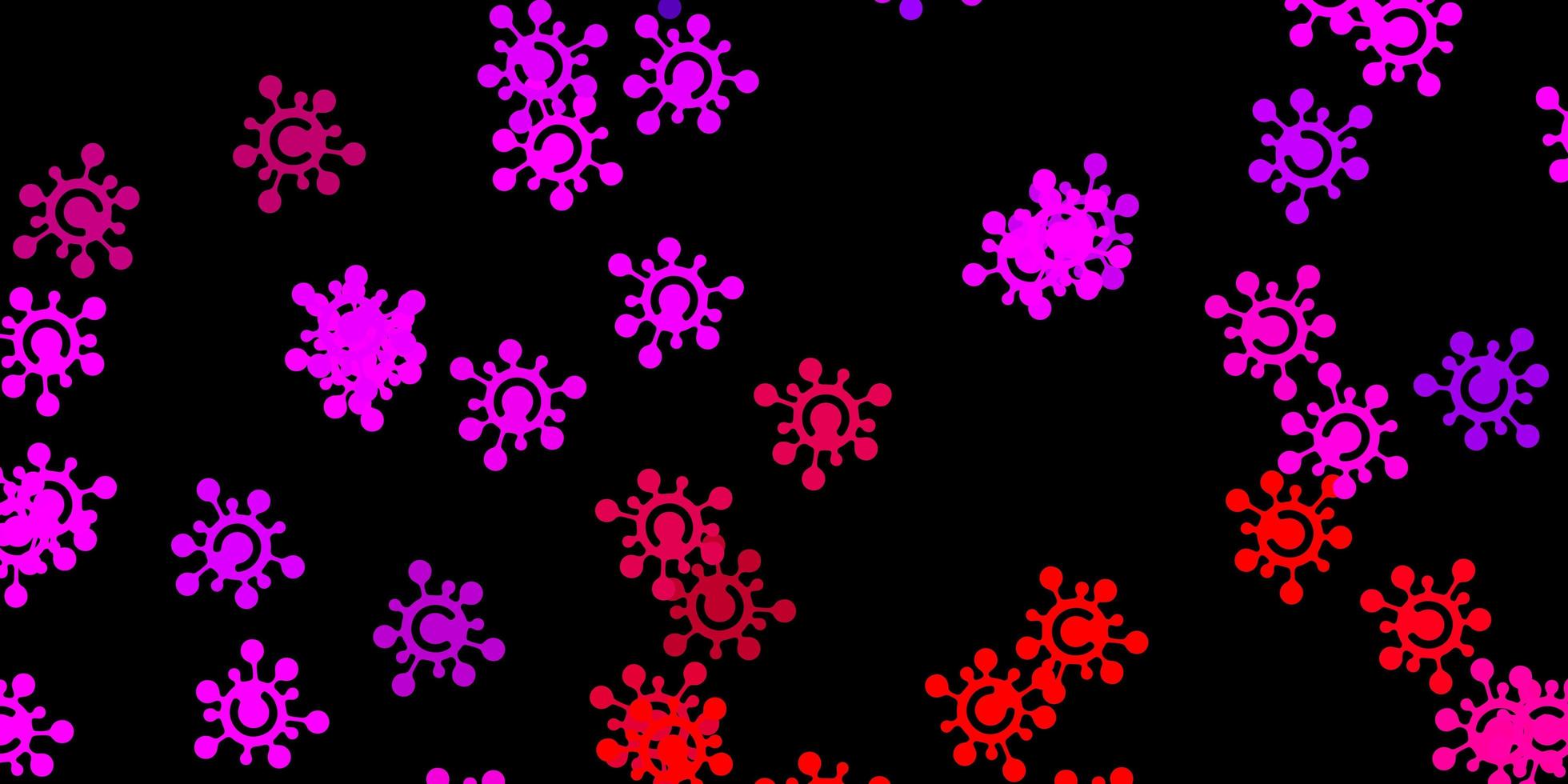 Fondo de vector rojo rosa oscuro con símbolos covid19