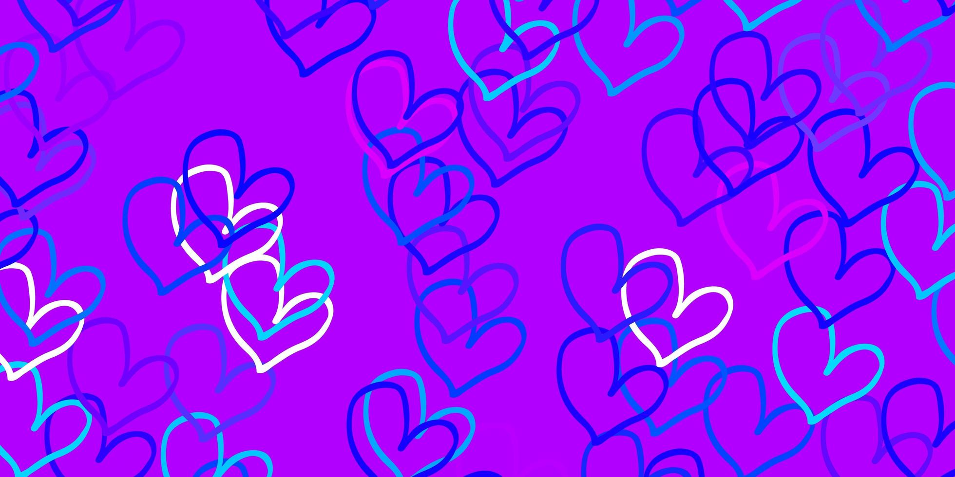 Light Pink Blue vector texture with lovely hearts