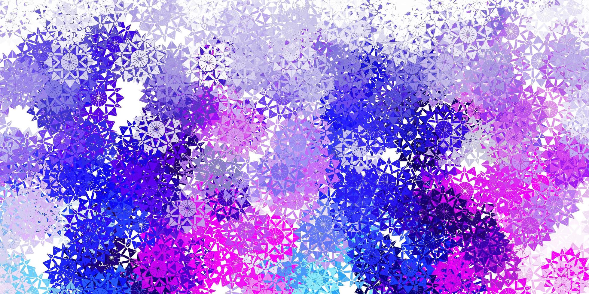 textura de vector azul rosa claro con copos de nieve brillantes