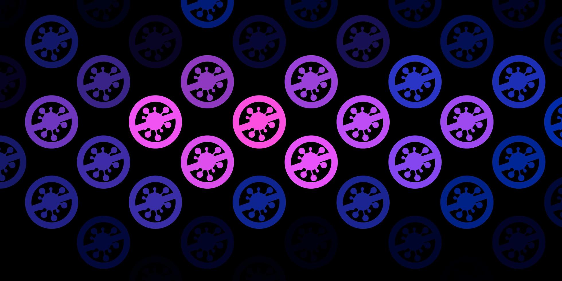 Dark Pink Blue vector backdrop with virus symbols