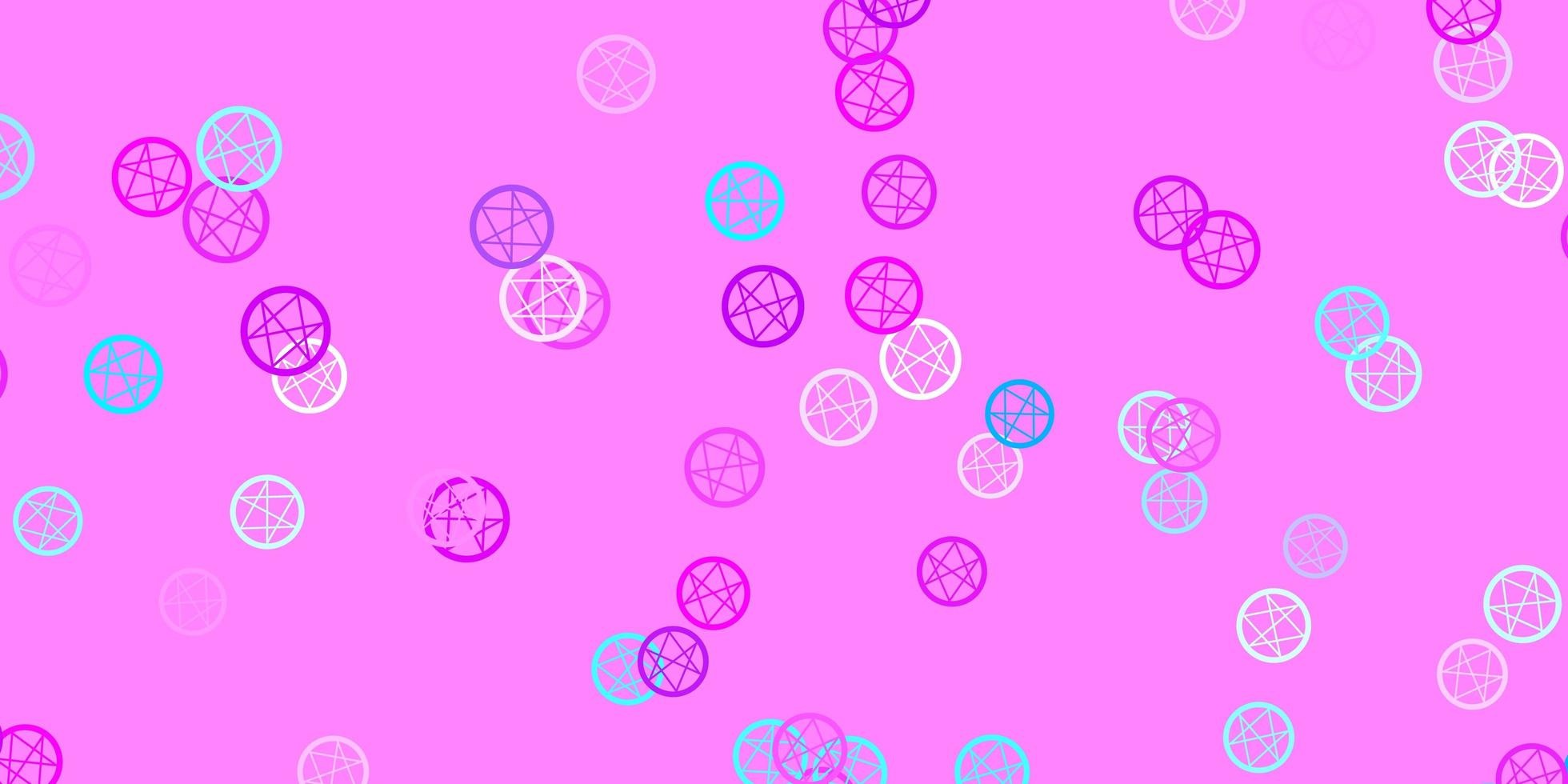 Fondo de vector azul rosa claro con símbolos ocultos