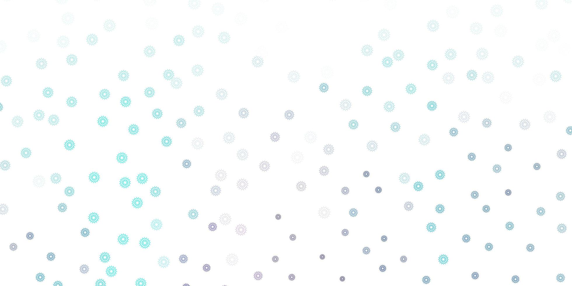 patrón de doodle de vector azul rosa claro con flores