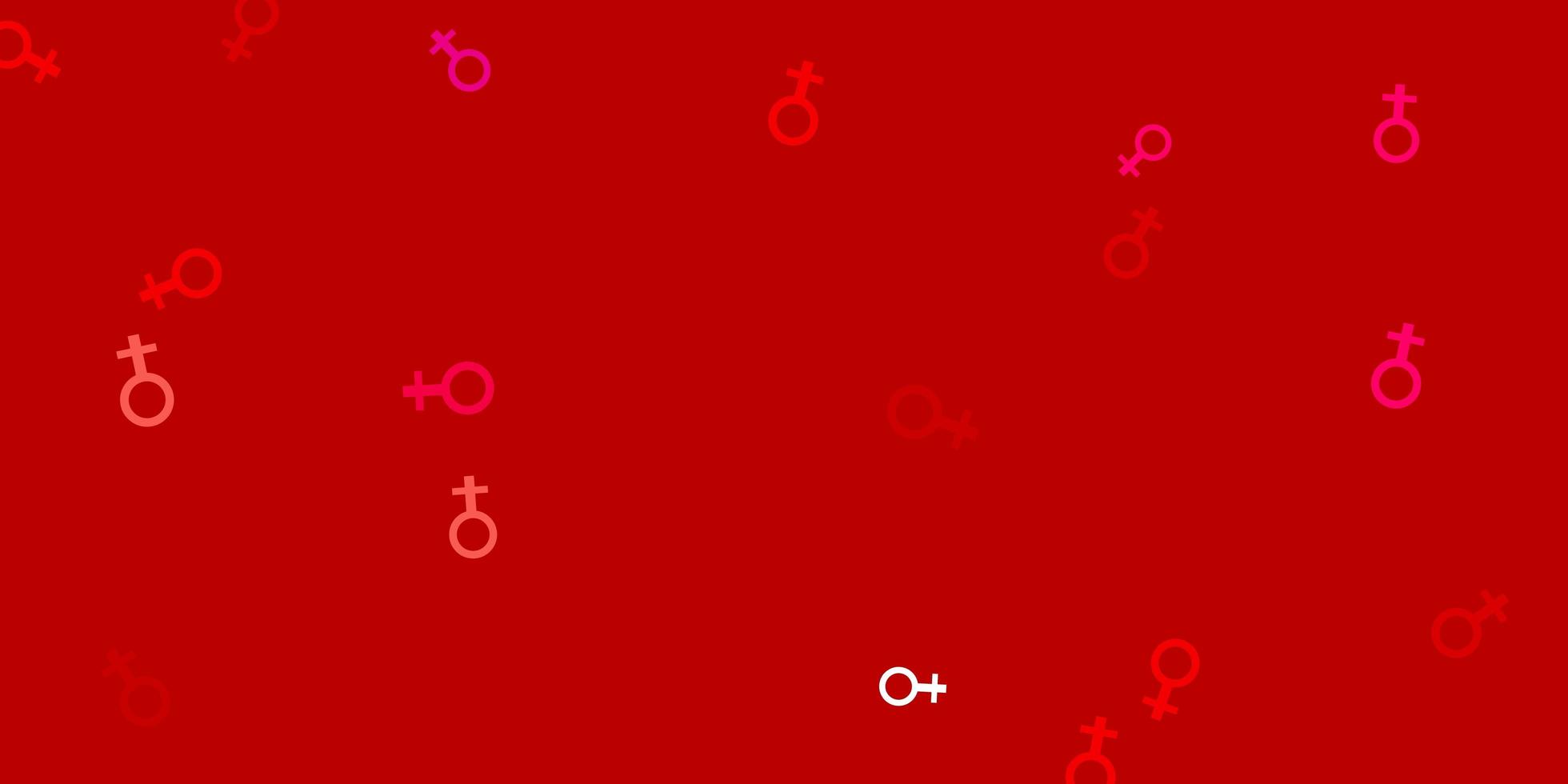 Fondo de vector rojo claro con símbolos de mujer